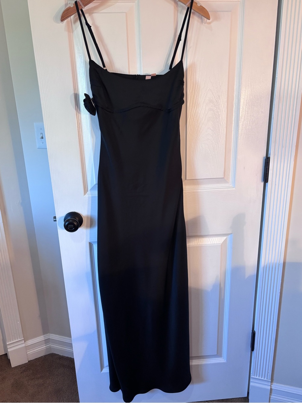 Sleek Black Maxi Slip Dress with Delicate Straps